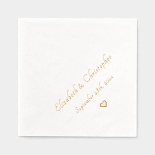 新郎新婦モノグラム結婚のデートパーティーカクテル 箔ナプキン (正面)