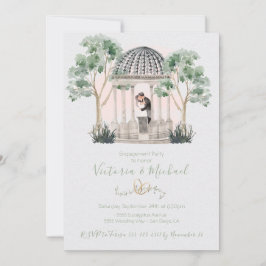 新郎新婦ユーカリ付き水色ガゼボ 招待状