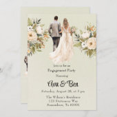 新郎新婦ライトグリーン婚約パーティ 招待状 (正面/裏面)
