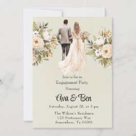 新郎新婦ライトグリーン婚約パーティ 招待状
