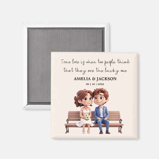 新郎新婦ラブ引用文結婚式の引き出物 マグネット (正面/裏面)