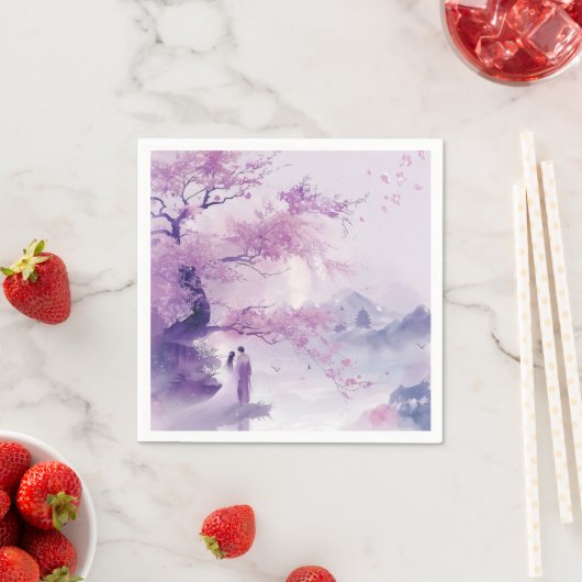 新郎新婦ラベンダーテーマ結婚ズ スタンダードカクテルナプキン (インサイチュ)