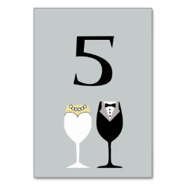 新郎新婦ワイングラスのテーブル番号カード テーブルナンバー