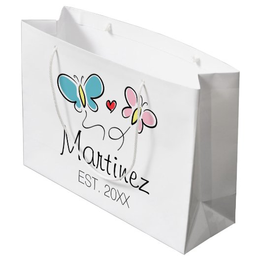 新郎新婦向けのカスタム抱き枕結婚新しい ラージペーパーバッグ (裏面アングル)