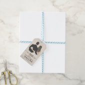 新郎新婦図解入りの、写真付きのありがとう結婚式の引き出物 ギフトタグ (より糸付き)