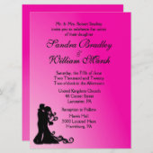 新郎新婦明るい赤紫色 招待状 (正面/裏面)