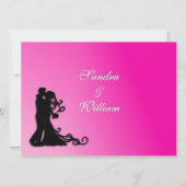 新郎新婦明るい赤紫色 招待状 (裏面)