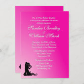 新郎新婦明るい赤紫色 招待状 (正面/裏面)
