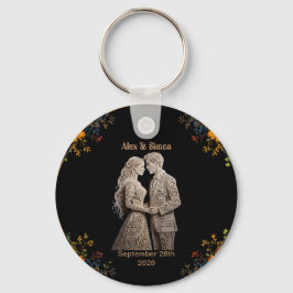 新郎新婦王室のクラシック キーホルダー