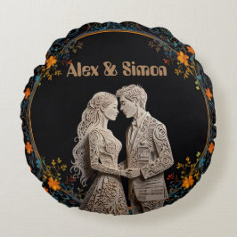 新郎新婦王室のクラシック ラウンドクッション