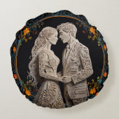 新郎新婦王室のクラシック ラウンドクッション (裏面)