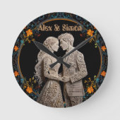 新郎新婦王室のクラシック ラウンド壁時計 (正面)