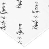 新郎新婦白黒スクリプト ショートテーブルランナー (コーナー)