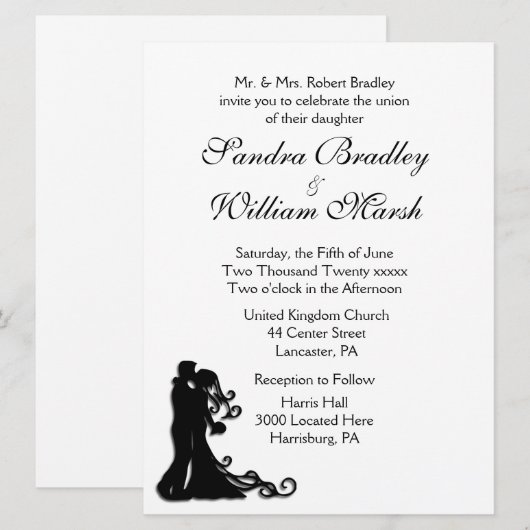 新郎新婦白 招待状 (正面/裏面)