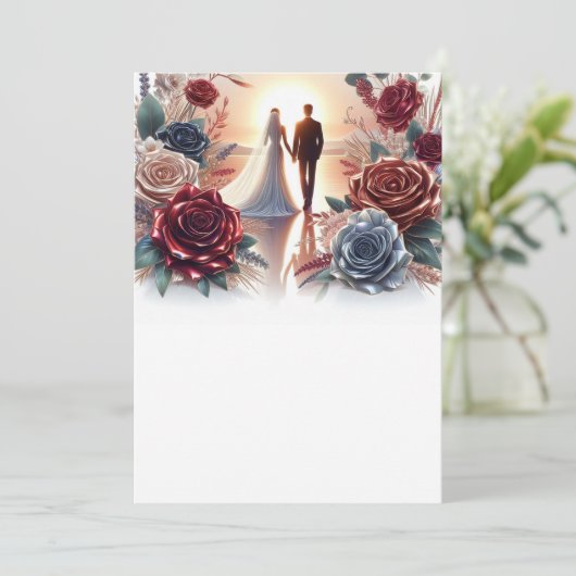 新郎新婦空白のエレガントフローラ結婚 招待状 (スタンド正面)