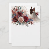 新郎新婦空白のエレガントフローラ結婚 招待状 (正面/裏面)