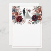 新郎新婦空白のエレガントフローラ結婚 招待状 (正面/裏面)