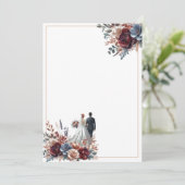 新郎新婦空白のエレガントフローラ結婚 招待状 (スタンド正面)
