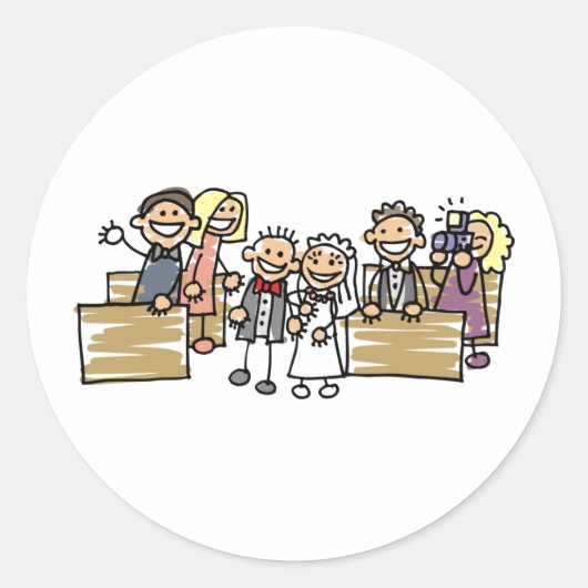 新郎新婦結婚した ラウンドシール (正面)