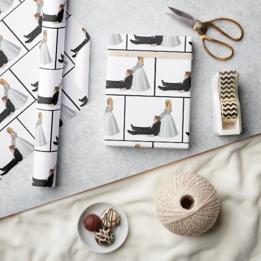 新郎新婦結婚とのユーモア ラッピングペーパー (クラフト)