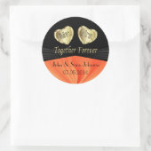 新郎新婦結婚のオレンジ |カスタマイズ ラウンドシール (バッグ)