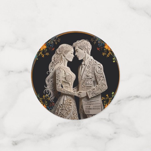 新郎新婦結婚のパーソナライズされた コンフェッティ (スモール正面)