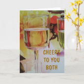 新郎新婦結婚の乾杯 カード (黄色い花)