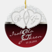 新郎新婦結婚の形見 – Dark Red セラミックオーナメント (裏面)