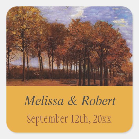 新郎新婦結婚の秋の結婚式用シール スクエアシール (正面)