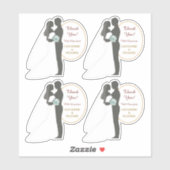 新郎新婦結婚の輪郭 シール (シート)