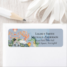 新郎新婦結婚をフィーチャーしたウミガメ ラベル