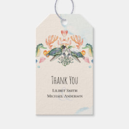 新郎新婦結婚ギフトをフィーチャーしたウミガメ ギフトタグ