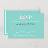 新郎新婦結婚ズスイート伝統的ティール(緑がかった色)ブルー 出欠カード (正面/裏面)