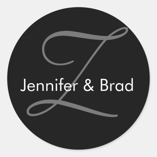 新郎新婦結婚名モノグラムシール ラウンドシール (正面)