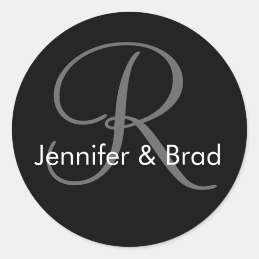 新郎新婦結婚名モノグラムシール ラウンドシール (正面)