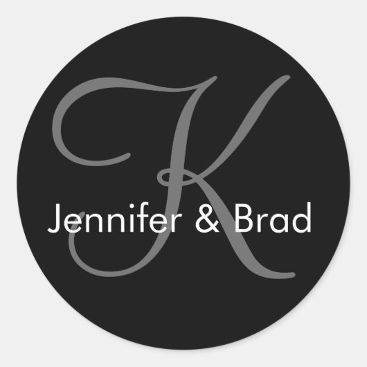 新郎新婦結婚名モノグラムシール ラウンドシール (正面)