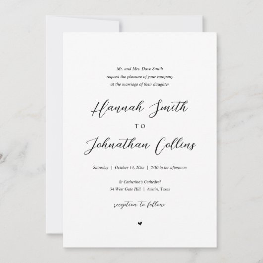 新郎新婦結婚教会の両親 招待状 (正面)