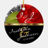 新郎新婦結婚赤バラ形見 セラミックオーナメント (裏面)