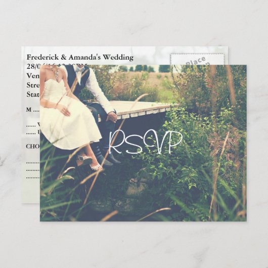 新郎新婦自然結婚式RSVP写真 インビテーションポストカード (正面/裏面)