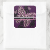 新郎新婦蝶スワールパープル白黒 スクエアシール (バッグ)