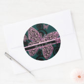 新郎新婦蝶スワールパープル白黒 ラウンドシール (封筒)