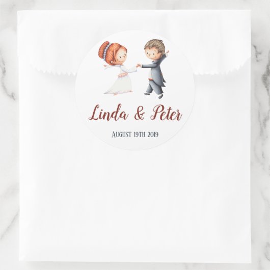 新郎新婦踊り結婚ズパーソナライズされた ラウンドシール (バッグ)