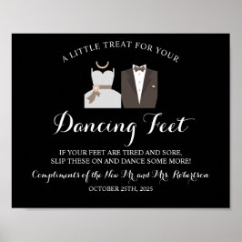 新郎新婦踊り足ビーチサンダル結婚ズサイン ポスター