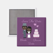 新郎新婦&ケーキエスニックの日付を結婚保存 マグネット (正面/裏面)