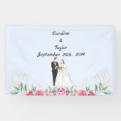 新郎新婦&バラのウェディングパーティバナー 横断幕 (横)