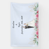 新郎新婦&バラのウェディングパーティバナー 横断幕 (縦)