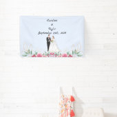 新郎新婦&バラのウェディングパーティバナー 横断幕 (インサイチュ)