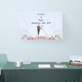 新郎新婦&バラのウェディングパーティバナー 横断幕 (トレードショー)