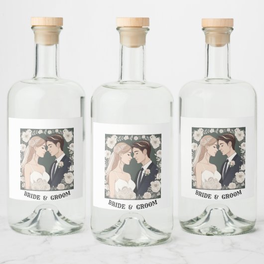 新郎新婦 リキュールボトルラベル (ボトル)