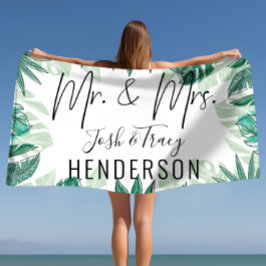 新郎新婦，夫妻，記念日，婚約 ビーチタオル